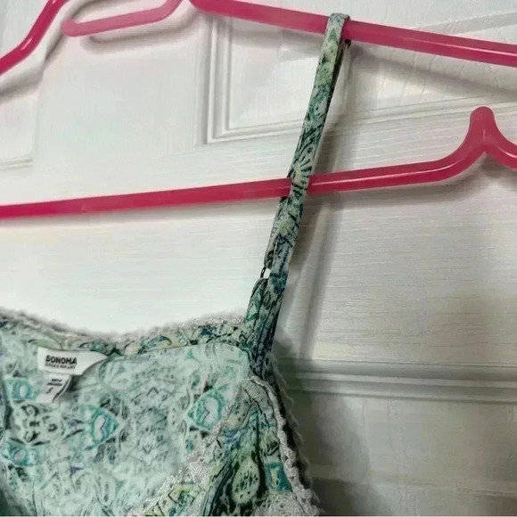 Sonoma Goods For Life Sleeveless Blouse Green Yellow / White Size Small - Picture 8 of 15